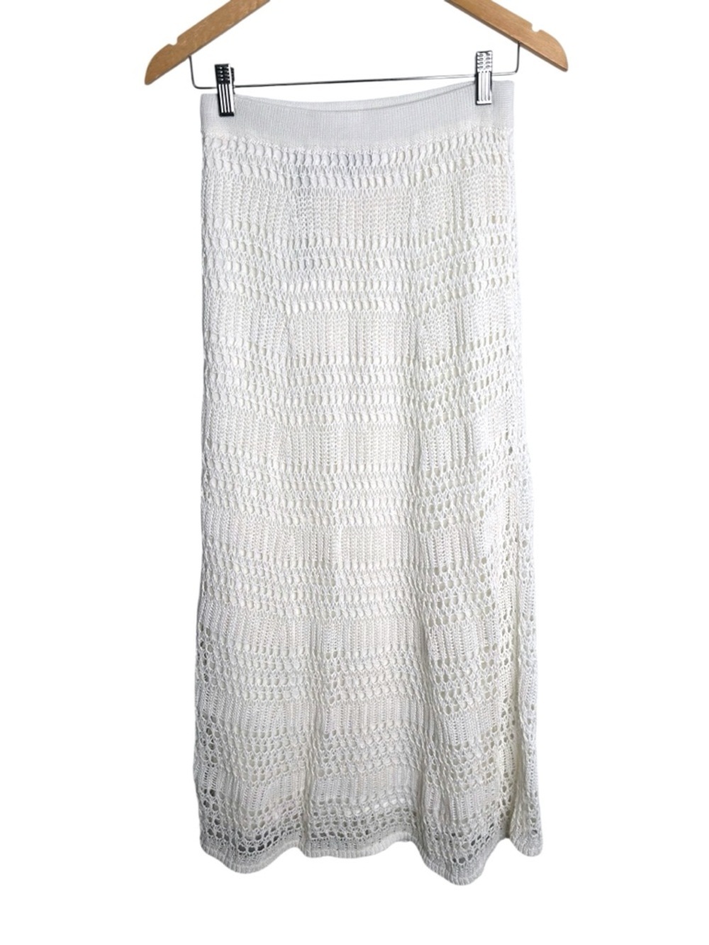 Theory Ivory Tissage Open Knit Crochet Maxi Skirt and Tank Top Set Size Small - Picture 7 of 10